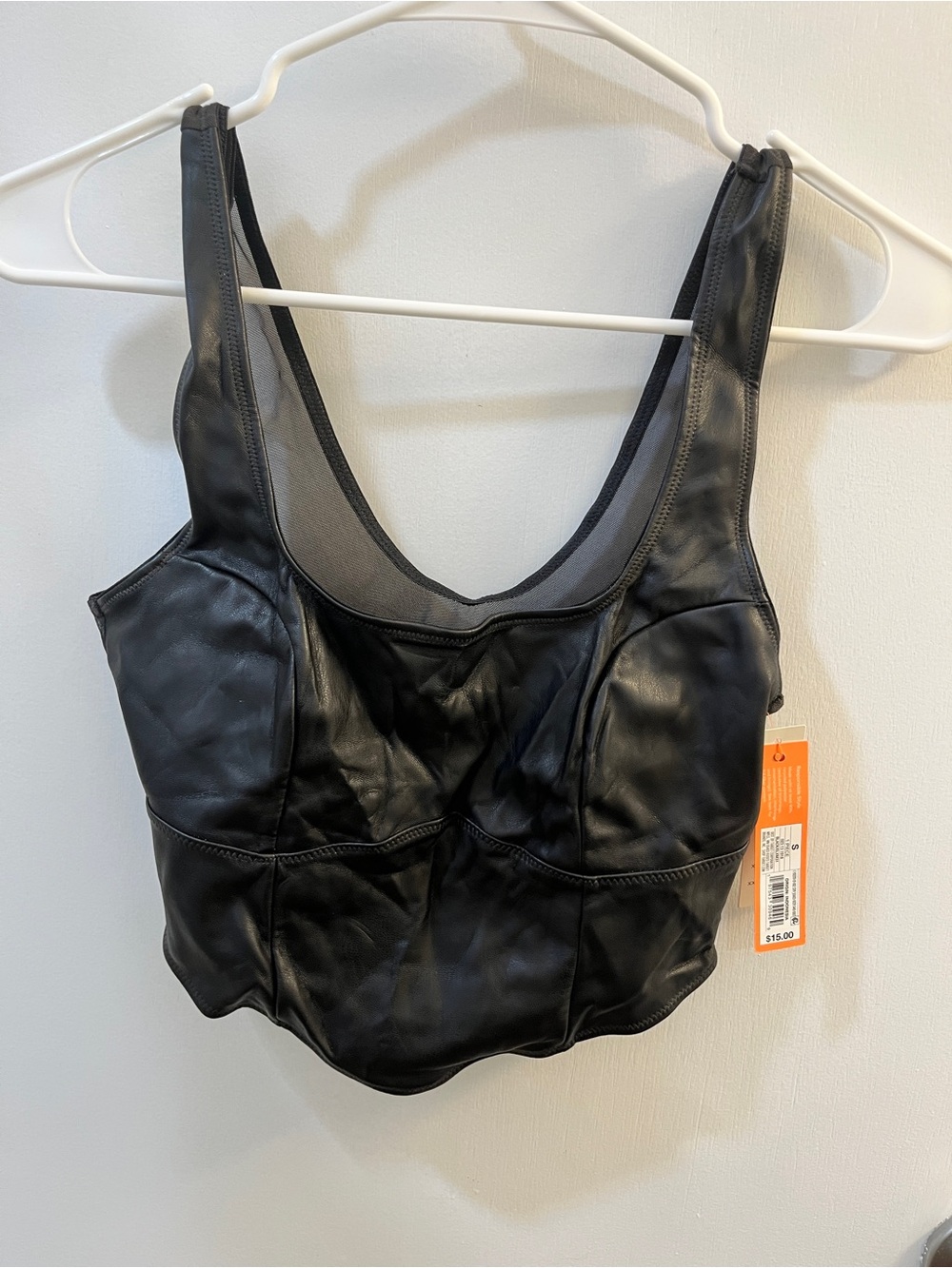 Black Faux Leather Cropped Tank
